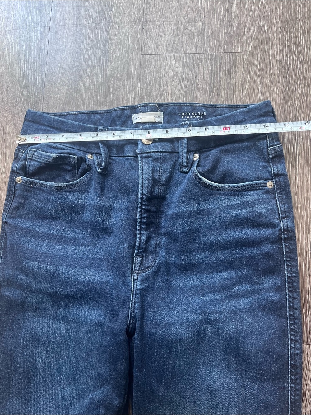 Good American Good Curve ultra high rise straight leg Jean size 6-12 - Picture 9 of 11